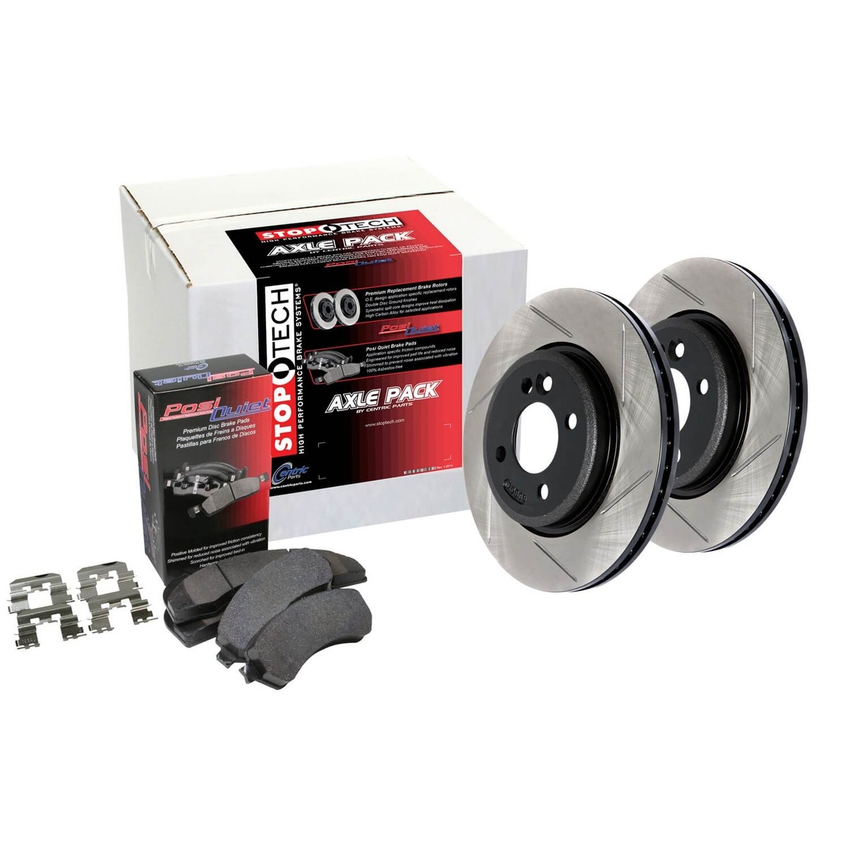 StopTech 934.42087 - Front And Rear Street Axle Pack Brake Pad And Rotor Kit